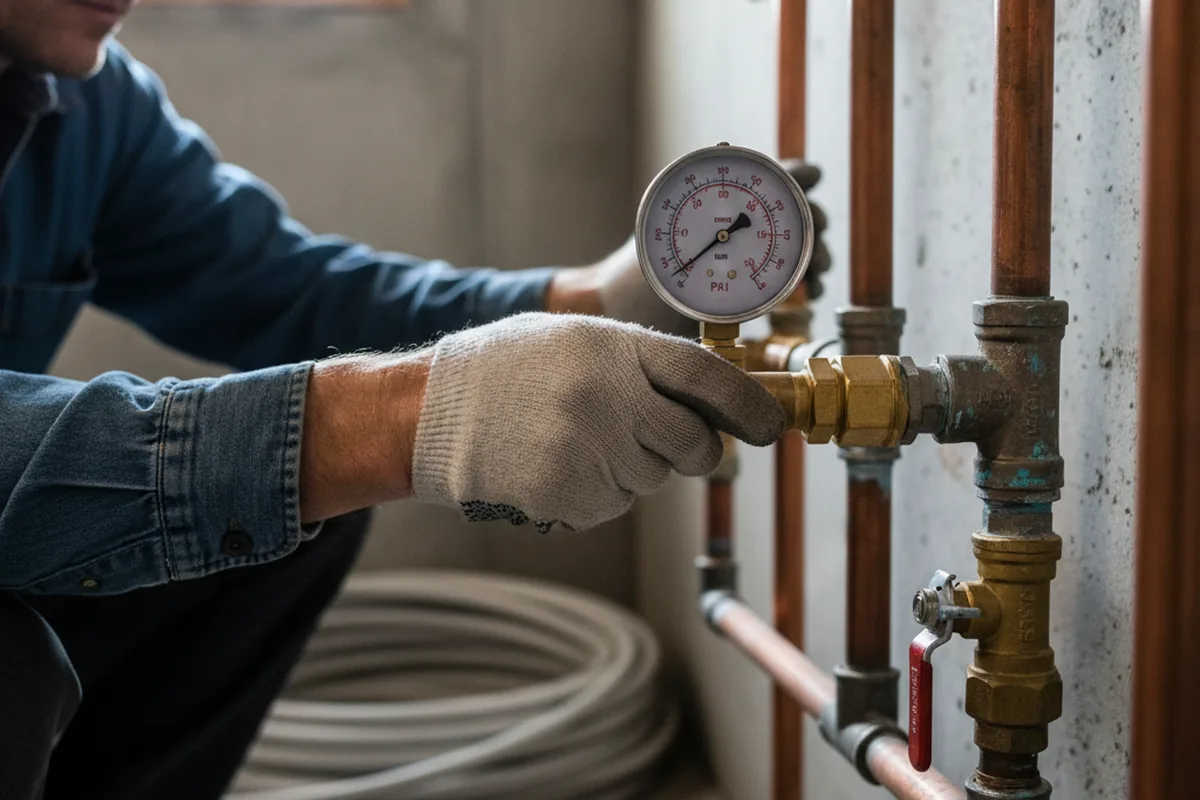 Pressure testing a repaired line during Water Line Repair in Belgrade